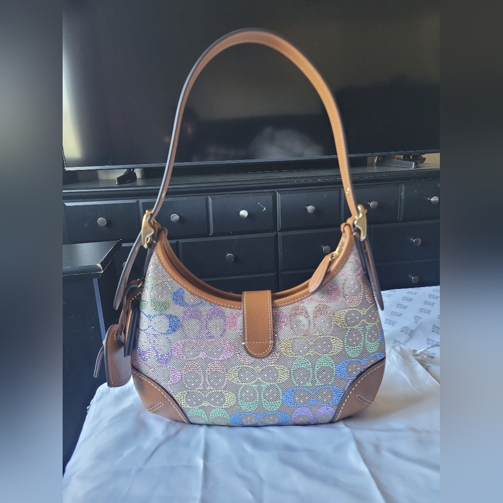Coach Hampton Hobo In Rainbow Candy Crystal Signature Canvas - Picture 2 of 6